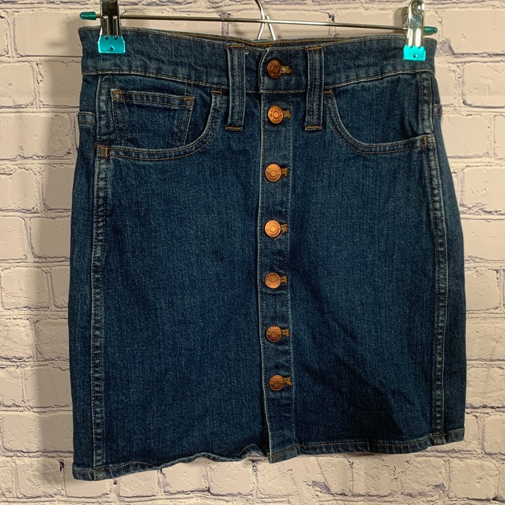 Madewell Womens Straight Denim Miniskirt Full Button Front Medium Wash 24 Casual